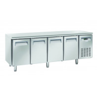 Tavolo Refrigerato TROPICALIZZATO GN1/1 in acciaio inox Refrigerazione ventilata 4 Porte in acciaio inox Modello QN4100