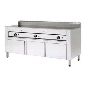 Cuocipiada a gas PL Modello CP12Piana in ferro Su vano inox con ante Capacità 12 piadine