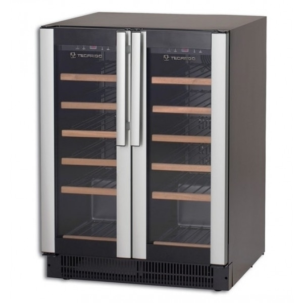 Espositore Refrigerato Verticale per Vino Modello WINE 38 Incasso/Libero Capacità Bottiglie n° 19+19 Ø 75 mm Potenza 110 W