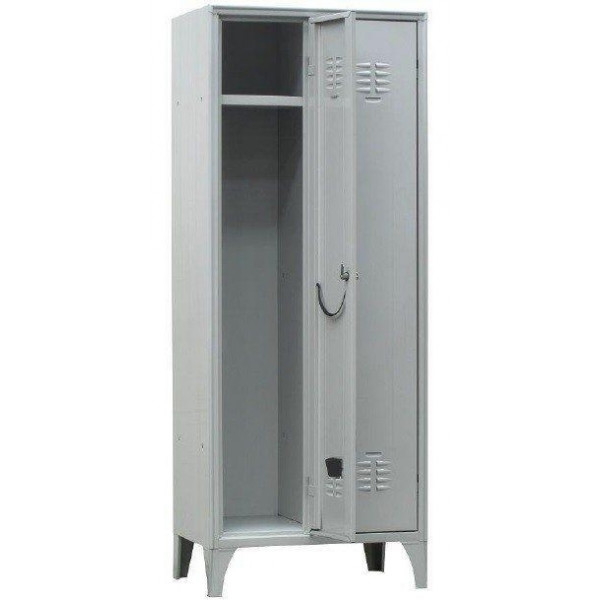 Armadio 2 Ante In Lamiera Verniciata, Spogliatoio 69x33x180 Cm - Smontato, Facile Da Assembrare