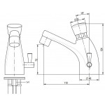 RUBINETTO TEMPORIZZATO LAVABO SERIE BASIC COMPLETO DI FLESSIBILE  E VALVOLA DI NON RITORNO, TEMPO DI EROGAZIONE 8±12 sec NON REGOLABILE MNL  Modello ARES002B