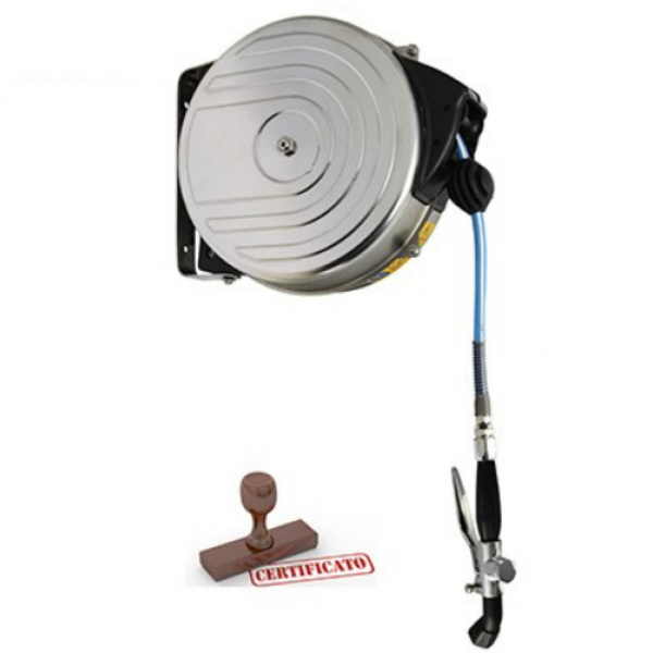 Gruppo di lavaggio carenato con avvolgitubo in acciaio inox con tubo con certificazione alimentare (15m) MNL Modello SR000000018F