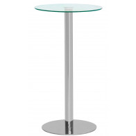 Tavolo da interno TESR Base in acciaio inox cromato, piano in vetro temperato, spessore 13 mm Modello 1840-BT2G