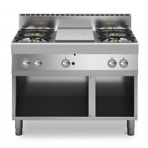 Cucina tuttapiastra a gas+4 fuochi MDLR Armadio aperto Modello F70110TPPGFBA