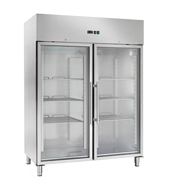 Armadio Frigo Refrigerato tropicalizzato Modello AK1414TNG Porta a vetro temperatura normale acciaio inox