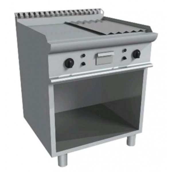 Fry Top elettrico CI Modello RisFry027 2 Zone di Cottura Piastra 1/2 Liscia 1/2 Rigata Potenza kW 10,8