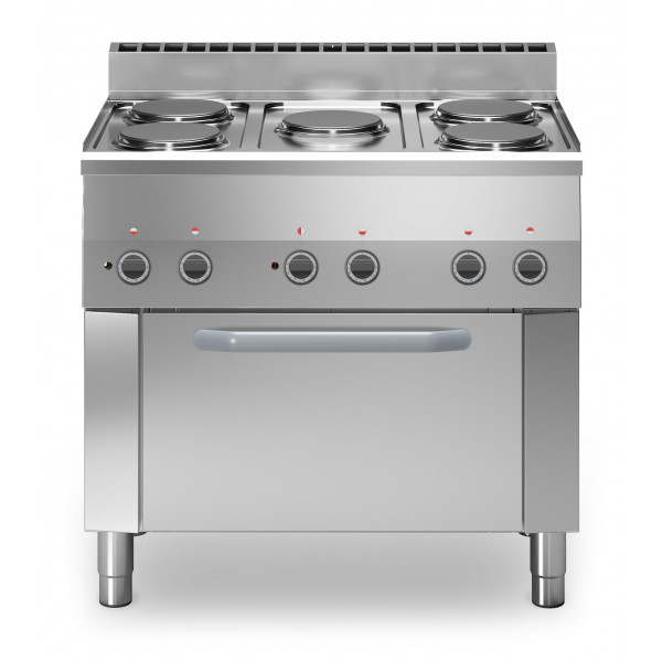 Cucina elettrica 5 piastre ECO MDLR Modello F6090CFEE Forno elettrico ventilato GN 1/1