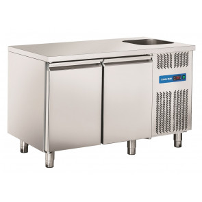 Tavolo Refrigerato GN1/1 in acciaio inox con lavello Modello RC2100LV Refrigerazione ventilata 2 Porte in acciaio inox