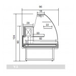 Banco alimentare Refrigerato ideale per pasticceria fresca Zoin Modello Colorado CL220PSSG Vetro temperato curvo  Refrigerazione Statica gruppo incorporato