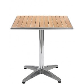 Tavolo da esterno TESR con base in alluminio, piano in legno Modello 109-MTW006A