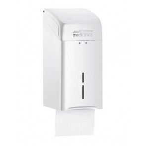 Dispenser di carta igienica intercalata a foglietti MDC Acciaio Bianco antivandalico adatto a bagni comuni Capacità: 600 salviette Modello DTH100