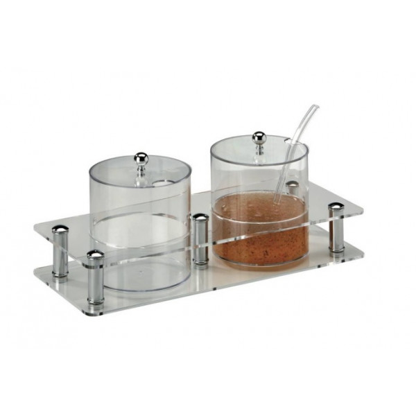 Buffet acrilico porta yogurt / marmellate 2 contenitori Modello 39848-2