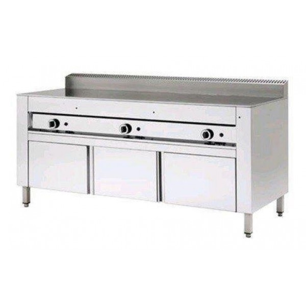 Cuocipiada a gas PL Modello CP12 Piana al cromo Su vano inox con ante Capacità 12 piadine