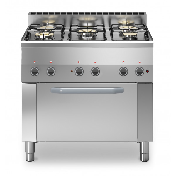 Cucina a gas 5 fuochi MDLR Forno elettrico ventilato GN1/1 Modello F6090CFGE