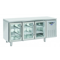 Tavolo Refrigerato in acciaio inox Modello SRG3100 Refrigerazione ventilata 3 Porte autochiudenti in vetro