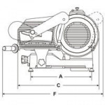 Affettatrice verticale Modello MIRRA 275 C VERT. Motore watt 147 ventilato Hp 0,20 Spessore di taglio mm 13 Piatto mm 230x235