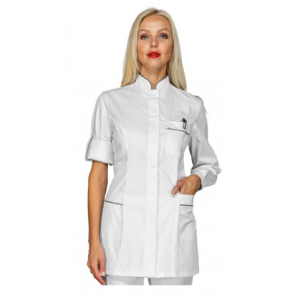 Casacca Antigua da donna MANICA LUNGA 65% Poliestere 35% Cotone BIANCO + GRIGIO Disponibile in diverse taglie Modello 003010