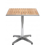Tavolo da esterno TESR con base in alluminio, piano in legno Modello 109-MTW006A