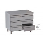 Cassettiera 6 cassetti in acciaio inox Senza alzatina autoportante con piano di lavoro Modello DSN6C086