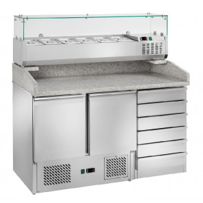 Saladette refrigerata per pizzeria con vetrinetta Modello AK903PD+AK14433 6xGN 1/4