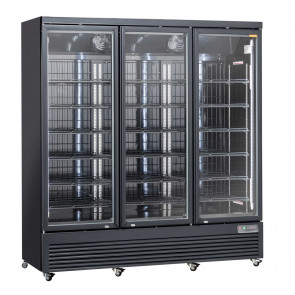 Armadio frigo refrigerato Modello RFG1900B con 3 porte a vetro NERO
