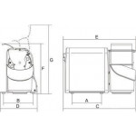Grattugia Modello GF VEGAS Giri rullo r.p.m. 1.400 Dimensione bocca mm 115x65 Potenza watt 250 - Hp 0,30 Motore ventilato.