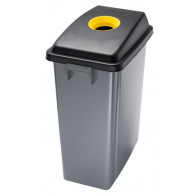 Contenitore per la raccolta differenziata con coperchio con foro giallo OFFICE 60 secchio grigio MDL 60 L Modello 114206