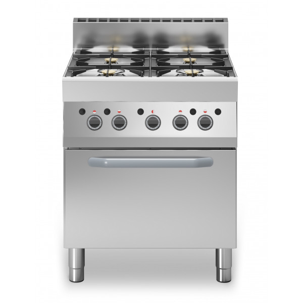 Cucina a gas 4 fuochi MDLR Modello F6570CFGB Forno a gas con porta in acciaio