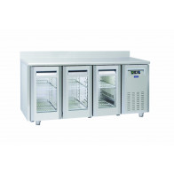 Tavolo Refrigerato Ventilato TROPICALIZZATO con Porte autochidenti Modello QRG3200SG con alzatina