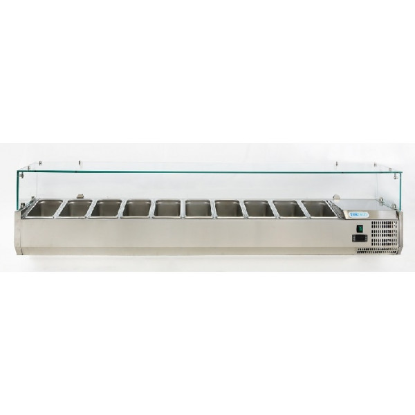 Vetrina refrigerata per pizza in acciaio INOX AISI 201 ForCold Modello VRX2000-330-FC 10 x GN1/4