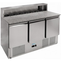 Saladette refrigerata statica in acciaio inox AISI 201 Modello G-PS903-FC tre porte
