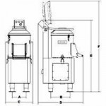 Pelapatate Modello PPJ20 Sistema di scarico patate automatico capacità 35 LT Trifase Giri r.p.m. 275 Produzione oraria kg/h.340