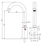 Miscelatore elettronico lavabo Monoforo con canna alta girevole (H=130MM) MNL Modello ZEUS005 BATTERIA/CORRENTE