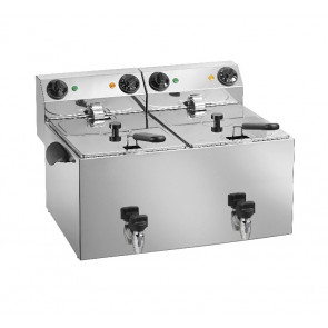 Friggitrice Elettrica Da banco doppia con rubinetto Modello FE88R Potenza: 3250 + 3250 W