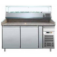 Tavolo refrigerato/Banco Pizza ventilato Modello PZ2600TN38 due porte Cassetto neutro sopra vano termico