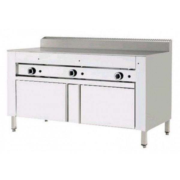 Cuocipiada a gas PL Modello CP10 Piana in ferro su vano inox con ante Capacità 10 piadine