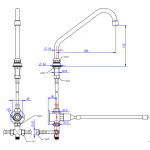 Rubinetto comando a ginocchio con bocca di erogazione girevole , flessibili e premix incluso ,  tempo di erogazione 8 ± 12 , non regolabile MNL Modello ARES019KIT