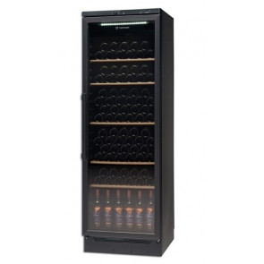 Espositore Refrigerato Verticale per Vino Modello VKG 581 BLACK Capacità Bottiglie n°106 Ø 75 mm Potenza 125 W