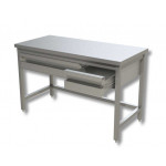 Tavolo da lavoro Acciaio Inox Senza alzatina con 2 cassetti con telaio/cornice Modello GSR2C127