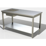 Tavolo da lavoro con ripiano Acciaio Inox Senza alzatina Con Vasca Modello G1VS/D097
