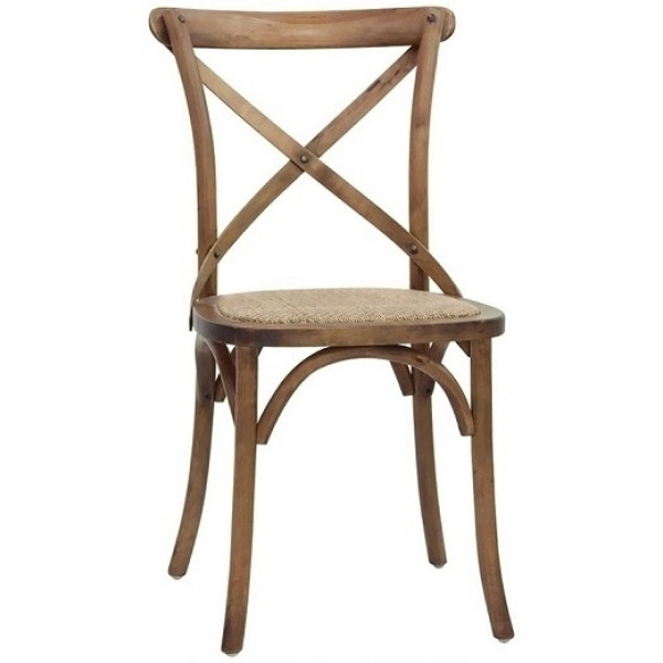 Sedia da interno TESR Struttura in legno Effetto anticato Seduta in rattan Modello 1188-HT36
