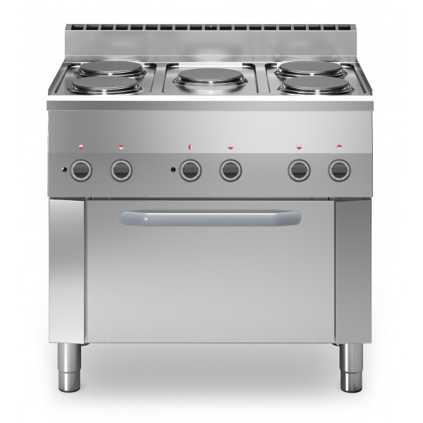 Cucina elettrica 5 piastre potenziate MDLR Modello F6090CFE Forno elettrico ventilato GN 1/1