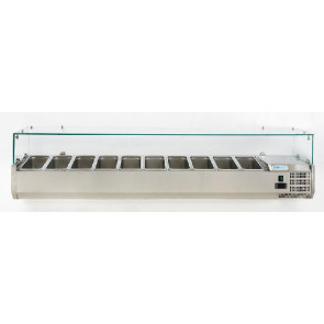 Vetrina refrigerata per pizza in acciaio INOX AISI 201 ForCold Modello VRX2000-330-FC 10 x GN1/4