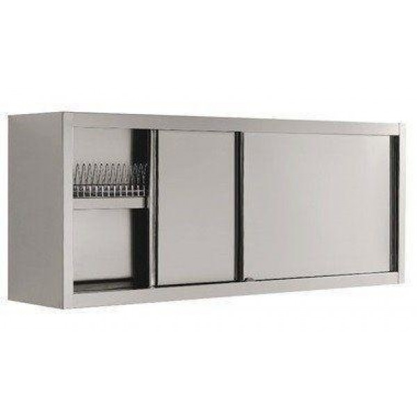 Armadio Pensile con scorrevoli con scolapiatti acciaio inox AISI 304 Modello PA1RS1446