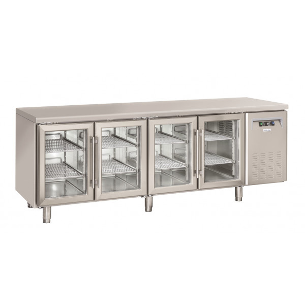 Tavolo Refrigerato Modello SRG4100 Refrigerazione ventilata 4 Porte autochiudenti in vetro
