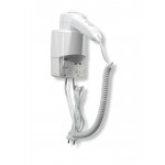 Asciugacapelli\Phon Elettrico MDC Abs Bianco supporto da parete con attacco dall'alto e con presa rasoio incorporata Modello SC0030