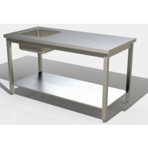 Tavolo da lavoro con ripiano Acciaio Inox Senza alzatina Con Vasca Modello G1VS/D078