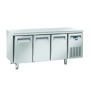 Tavolo Refrigerato TROPICALIZZATO GN1/1 in acciaio inox Refrigerazione ventilata 3 Porte in acciaio inox Modello QN3100