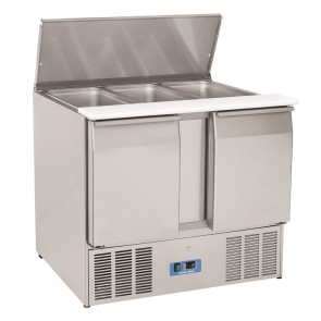 Saladette Refrigerata GN1/1 con top inox apribile Modello CR92A - 2 porte autochiudenti Refrigerazione statica