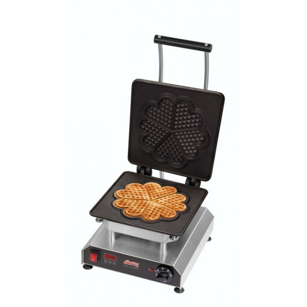 Piastra per Waffel con piastra per 1 waffel a cuore da ∅ 210x5 mm, divisibile in 5 pezzi Modello THERMOCOOK 1 +  W-TC-GRAN CUORE